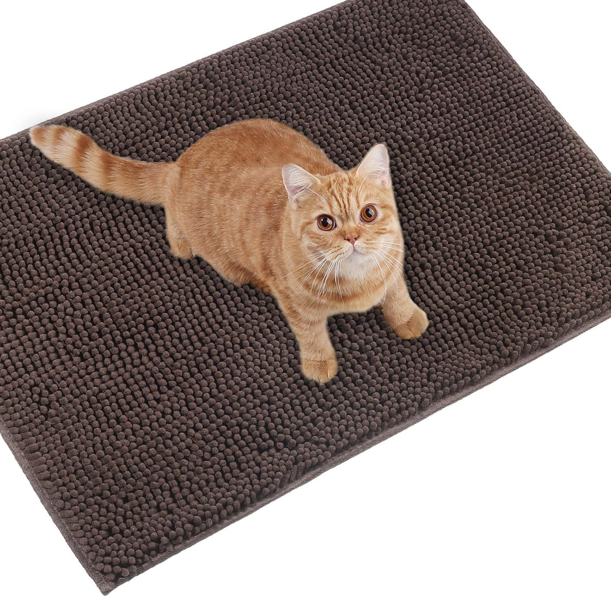 Cat Litter Mat, Litter Trapping Mat, 35"× 25" Cat Kitty Litter Rug with Waterproof Back, Super Soft for Cat'S Paws, Machine Washable, Brown