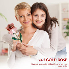 Birthday Gifts 24K Gold Rose, Gold Plated Rose Dipped Rose Everlasting Long Stem Real Rose, Rose Flower Gifts for Valentine'S Day/Christmas/Graduation/Best for Her,Mom,Wife,Women