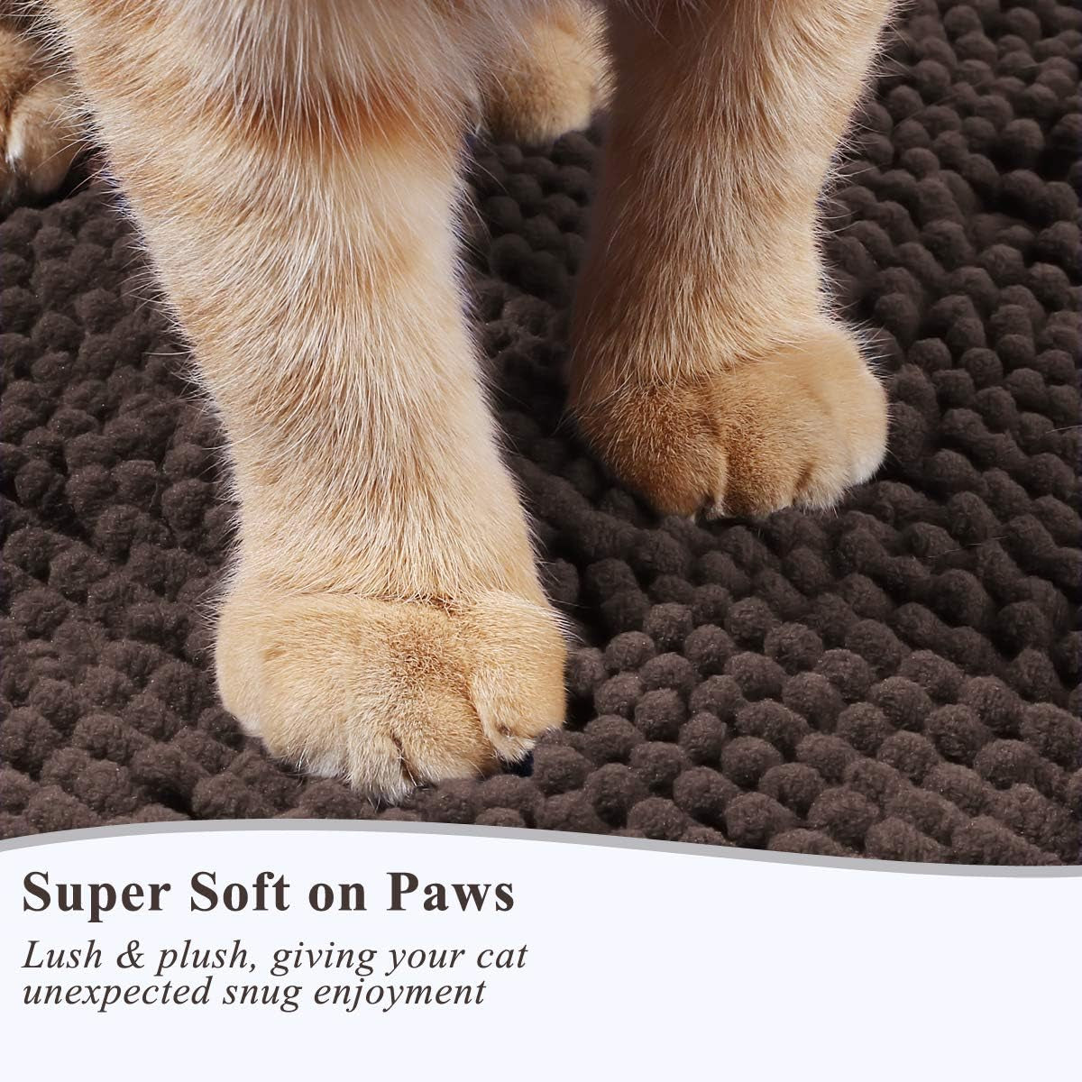 Cat Litter Mat, Litter Trapping Mat, 35"× 25" Cat Kitty Litter Rug with Waterproof Back, Super Soft for Cat'S Paws, Machine Washable, Brown