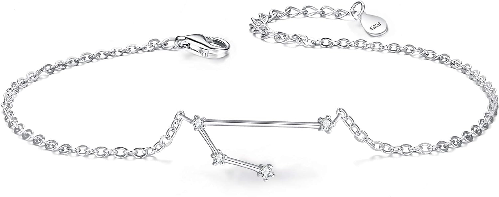 Gifts for Mom Women 925 Sterling Silver CZ Horoscope Zodiac 12 Constellation Astrology Link Bracelet for Mothers Day/Valentines Day/Birthday/Christmas/Anniversary