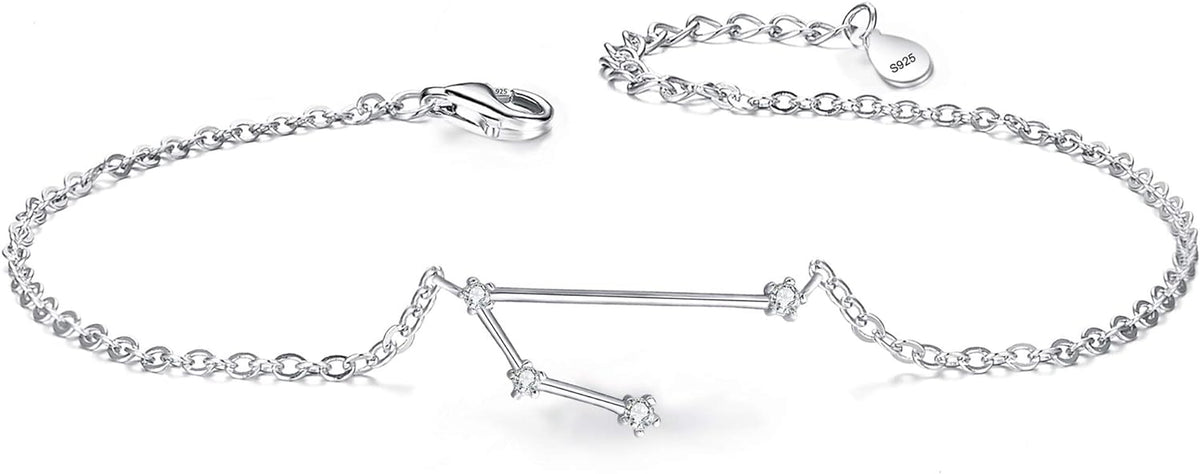 Gifts for Mom Women 925 Sterling Silver CZ Horoscope Zodiac 12 Constellation Astrology Link Bracelet for Mothers Day/Valentines Day/Birthday/Christmas/Anniversary