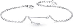 Gifts for Mom Women 925 Sterling Silver CZ Horoscope Zodiac 12 Constellation Astrology Link Bracelet for Mothers Day/Valentines Day/Birthday/Christmas/Anniversary