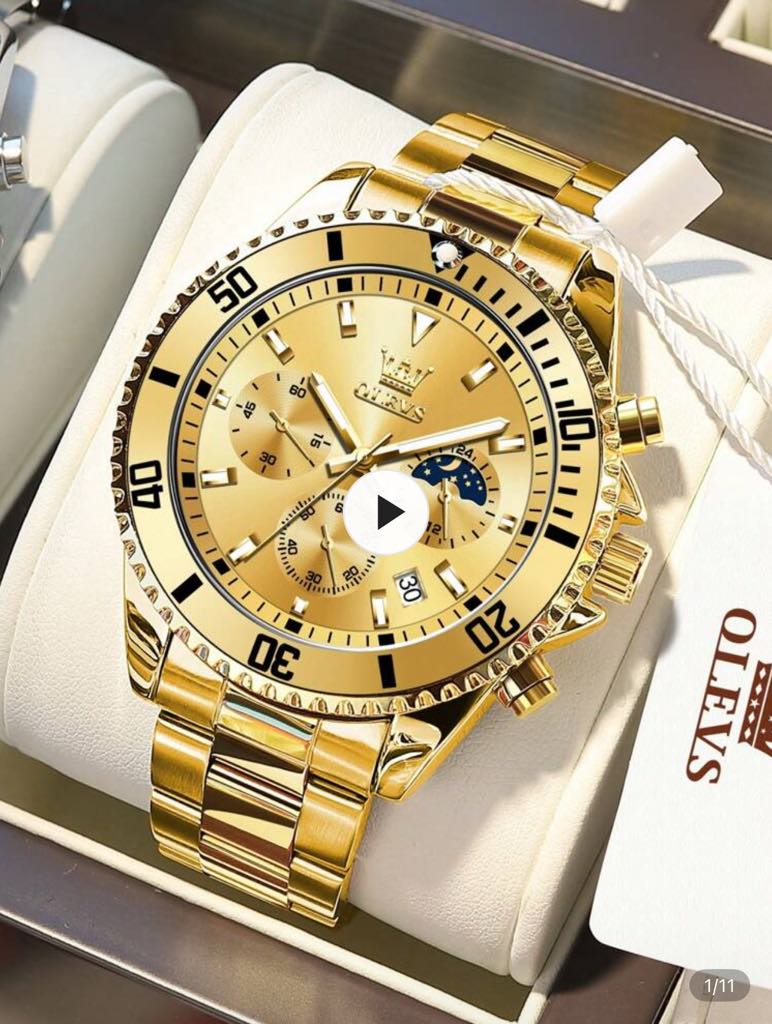 OLEVS,  Luxury Waterproof Classic Calendar Multifunctional Chronograph Sport Fashion Quartz Watch for Man