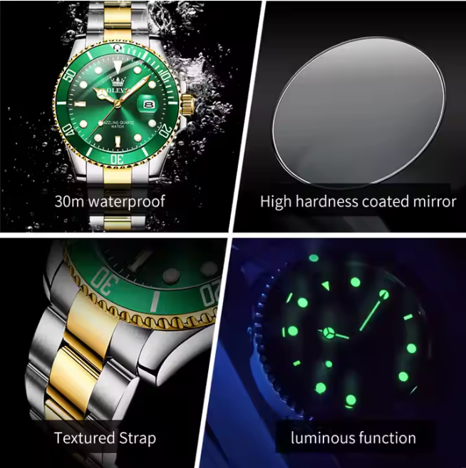 OLEVS,  Luxury Waterproof Classic Calendar Multifunctional Chronograph Sport Fashion Quartz Watch for Man